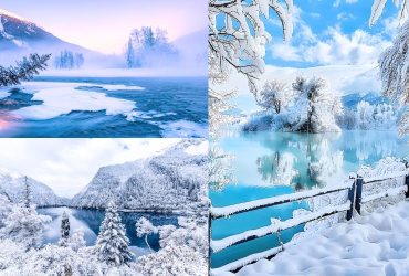 Khung cảnh Cửu Trại Câu được bao phủ trong sắc trắng