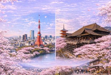 Hoa anh đào bắt đầu nở vào mùa xuân, tạo nên khung cảnh lãng mạn đặc trưng của Nhật Bản